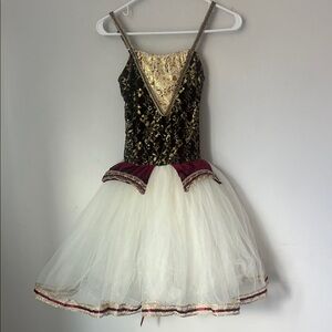 Adorable Burgundy & Cream Tutu Revolution Dance Wear Last Farewell Kids Size SA